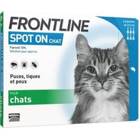 FRONTLINE Spot On chat -Anti-puces et anti-tiques pour chat - 6 pipettes
