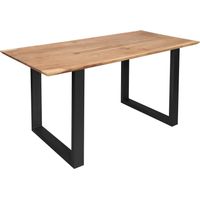 Esstisch 220 x 100 cm Akazie massiv naturfarben Schweizer Kante U-Gestell ATLANTA