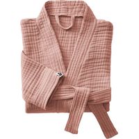 Peignoir kimono mixte Gaze de coton unie Gaïa - Gaïa Rose Pêche - Taille L/XL - Gaia Rose Pêche -
