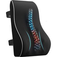 Coussin lombaire ergonomique, support dorsal en mousse à mémoire de forme pour siège auto ou chaise de bureau, support dorsal avec revêtement antistatique et doubles sangles réglables, noir