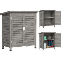 Outsunny Cobertizo de Almacenamiento de Madera para JardĂn con 2 Estantes Interiores 2 puertas y Techo Inclinado para Exterior Terreza 87x46,5x96,5 cm Gris