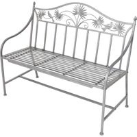 Banc de jardin 2 places en fer argenté – Enduit de poudre pour durabilité – Dimensions 111 x 84 x 52 cm – Charge max. 160 kg – Garden Pleasure