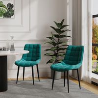 NOVA MODERN VELVET DINING CHAIR PADDED SEAT METAL LEG KITCHEN 4 PCS (Green)