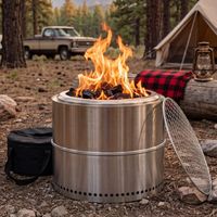 Brasero, brasero à bois, brasero barbecue, acier inoxydable, foyer extérieur portable avec cendrier