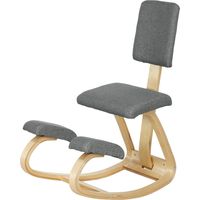 Silla ergonómica de rodillas con respaldo cojines acolchados marco de madera gris