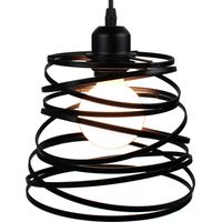 Stoex – Suspension luminaire d'intérieur 20cm – Lustre rétro en métal noir – Longueur câble 100cm – E27 60W – Pour salon et cuisine