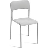 Lot de 4 chaises pour cuisine et salle à manger en métal, économique, simple mais robuste, style moderne, assise et dossier en plastique facile à nettoyer MISURINA - gris-soie (RAL 7044)