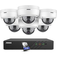 ANNKE 5MP 8 Channel PoE Security System with 6 Dome Cameras, IP67 Waterproof,Built-in Mic, RTSP Supported,Works with Alexa - 2TB HDD