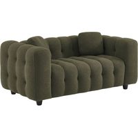 sweeek - Gepolstertes Sofa mit strukturiertem Bouclé-Bezug, 2-Sitzer, Strukturiertes Bouclé, Khaki