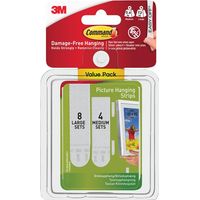 Command Picture Hanging Strips Pack - 4 Medium & 8 Large (12 Sets)