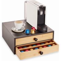 Boite de Rangement dosettes - Tiroirs pour café et thé - Stockage 72 dosettes - Capsules Toute Marque - 4 séparateurs Ajustables