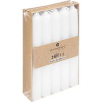Lot de 10 Bougies Bâton Déco "Hugo" 16cm Blanc