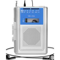 Lecteur Cassette - AM FM Portable avec Haut-Parleur Intégré et Microphone - Alimentation sur Piles AA ou Secteur - Pour Lecture et Enregistrement de Cassettes - 1 Pièce