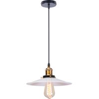 Lámpara Colgante, Vintage Retro Lámpara de Techo con Ø26cm Pendiente, Iluminación Edison E27 Luz de Metal para Dormitorio Cocina Comedor Cafe (Blanco) 1PCS