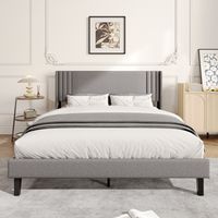 Letto matrimoniale 140x200 cm con testiera capitonné e vano contenitore sotto il letto moderno - lino - grigio