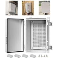 Boitier Electrique Etanche,Boitier Electrique Plastique Abs,Boîtier De Distribution Électrique Étanche Ip67,Armoire Murale,Convient Pour Une Utilisation En Extérieur,Couleur Grise(11.4"x7.5"x5")