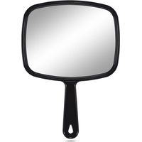 Large Hand Mirror, Salon Barber Hairdressing Handheld Mirror with Handle (Square Black 10.3"x7.4")