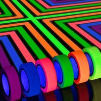 Ruban adhésif fluorescent en tissu néon, phosphorescent sous lumière noire UV, idéal pour les soirées UV, 15 mm x 5 m.