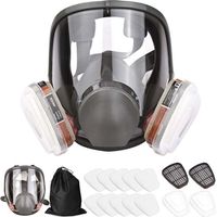 Masque complet de protection 6800 16 en 1 – 1 masque + 2 cartouches + 10 filtres en coton – Étanchéité en silicone – Pour manipulation de produits chimiques
