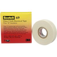 Ruban adhésif toilé Scotch 69 , blanc, Toile de verre, 25mm x 33m, 4,4 N/cm ( Prix pour 1 )