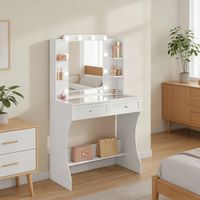 Table de rangement ouverte coiffeuse plateau verre transparent bureau table maquillage
