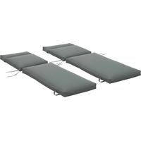 Set 2 Cuscini per Sdraio da Esterno Imbottiti in Cotone con Cinghie, 196x55x8 cm, Grigio Scuro
