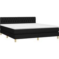 Box Spring Bed with Mattress&LED Black 180x200cm Fabric vidaXL