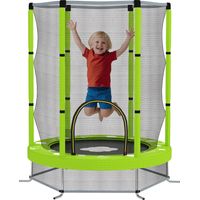 Trampolino Elastico per Bambini Ø140 cm con Rete di Sicurezza e Disegni, Età 3-6 Anni, Verde