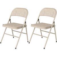 Sillas plegables tapizadas lino sintético respaldo acero salón 45x46x78 cm Beige
