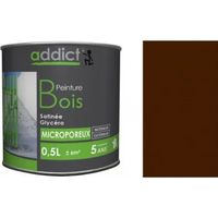 Peinture bois glycéro 0.5 L satin brun – Microporeuse pour extérieur – Résistance intempéries – Application facile – Rendement 12 m²/L – Addict