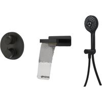 Pack mezclador termostático para baño-ducha empotrable redondo PAINI Rubí Negro Mate