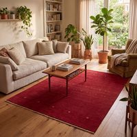 Tapis Loribaft tissé Tapis MumbaiMagic - Tapis en laine - 230x160cm, Rectangular - 100% Laine vierge - Tissé main - Rouge