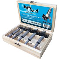 Diamwood – Coffret de 5 mèches à façonner HSS D. 15-35 mm – Queue cylindrique pour perceuse – Coupe précise dans bois et matériaux tendres