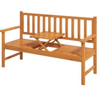 Banc et table pliante en bois massif résistant aux intempéries, 153 x 56 x 91 cm, brun clair