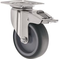 Rueda giratoria con freno D.75mm Cap.75kg con placa cojinete liso goma gris TECWERK