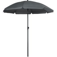 Parasol plage UV50+ Mástil Ø32mm Toldo ajustable Ø180x209 cm Gris oscuro