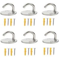Set di 6 ganci da soffitto in acciaio inox 304, M5 x 33 mm, con piastra ad occhiello rotonda, gancio da parete resistente, adatto per appendere vasi di piante e ventilatori a soffitto