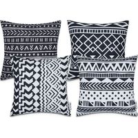 Paco Home Housses De Coussin Décoratif Salon Motifs Géométriques Housse De Coussin Canapé Blanc-Noir, 4pcs-Set