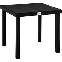 Gartentisch für 4 Personen kompakter Esstisch aus pflegeleichtem Aluminium Kunststoff Schwarz 80x80x74cm für Gartenmöbel