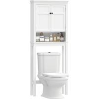Mueble sobre Inodoro con 2 Puertas Compartimiento y Estante Ajustable Mueble para Baño 70x20x175 cm Blanco