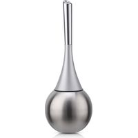 Porta scopino per WC, da appoggio, acciaio inox, finitura lucida e spazzolata, set per WC, bagno (scopino incluso), argento