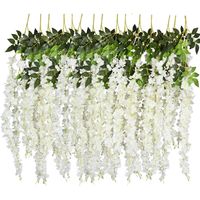 Guirlande de fleurs artificielles en rotin, 12 pièces, 110 cm, pour décoration de fête, mariage, maison, blanc