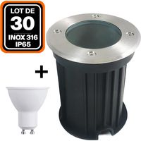 Lot de 30 Spot Encastrable de Sol Rond Inox 316 Extérieur IP65 +