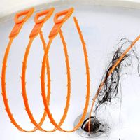 Lot de 3 déboucheurs de canalisations en forme de serpent de 19,6 pouces (50 cm), orange, en PP résistant.