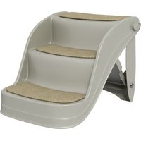 Escalera plegable 3 peldaños para perros pequeños con alfombras antideslizantes 49x38x38 cm Gris