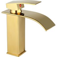 Cleafe - Rubinetto Oro Da Bagno Design Moderno A Cascata Miscelatore Monocomando Dorato -