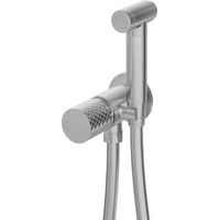Miscelatore bidet a parete in ottone con doccetta finitura acciaio spazzolato - Hexo