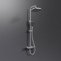 EMKE Columna de ducha con termostato, conjunto de ducha, conjunto de columna de ducha con barra de ducha, ducha de mano con 3 modos de salida, ducha de lluvia, cromo