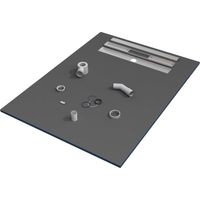 Receveur de douche à encastrer 90x90 cm – Écoulement linéaire 60 cm – Siphon latéral et grille inox – Prêt à carreler – Valstorm