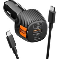 Spigen Essential EV1133 113W Kfz-Ladegerät 2xUSB-C/USB-A + USB-C/USB-C-Kabel Schwarz